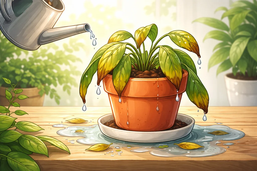 Trop arroser une plante : signes et solutions