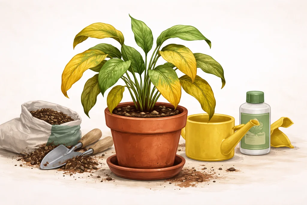 Pourquoi une plante jaunit après un rempotage